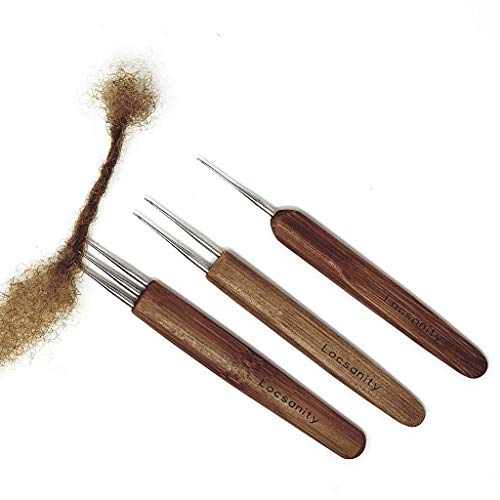 Locsanity Dreadlocks Tool Single, Double, and Triple Set Crochet Needle Bamboo Handle Dreadlocks