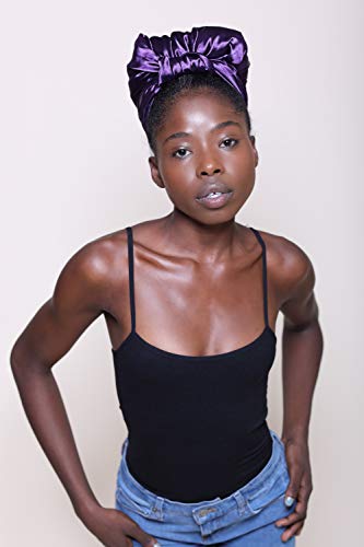 Glow By Daye Charmeuse Satin Prefolded Head Scarf, Double Layered Satin Bandana for Women, Large (Majestic Purple)