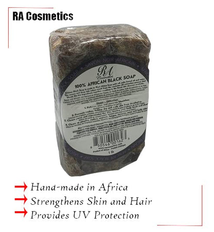 RA COSMETICS 100% Natural African Black Soap Bar 1lb
