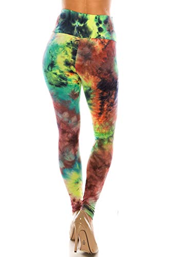 2Chique Boutique Women's High Waist Tie Dye Fashion Leggings Super Soft Stretch Fabric (Multicolor, Large)