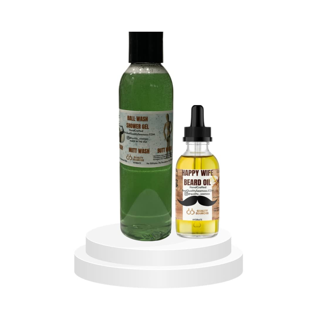 Fresh Intimate Body Wash Balls Wash Nutt Wash Butt Wash for Men 6 oz- With Aloe, Mint, TeaTree Oil, Cucumber. Tingles, Freshens, Moisturize, Anti-itch, Soothing, Odor contro (Wash and Beard Oil)