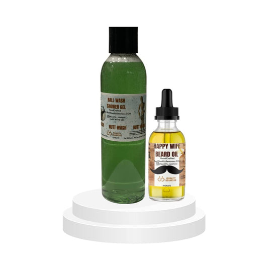 Fresh Intimate Body Wash Balls Wash Nutt Wash Butt Wash for Men 6 oz- With Aloe, Mint, TeaTree Oil, Cucumber. Tingles, Freshens, Moisturize, Anti-itch, Soothing, Odor contro (Wash and Beard Oil)