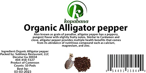 KOPABANA (10 Pods) Organic Alligator Pepper/dried Mbongo Pepper Spice Seed Pods/Non-GMO/Guinea Pepper -