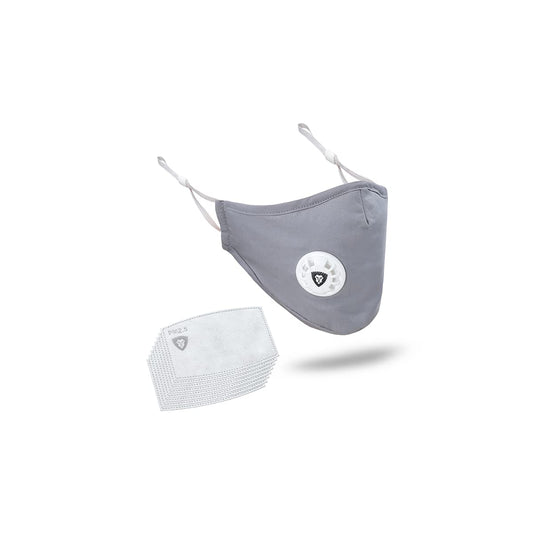Leovard- PM 2.5 Mask With 3 Filters & Breathing Valve | Breathable, Washable, Adjustable & Comfortable Luxury Cloth Mask | Great For Men & Women (Gray)