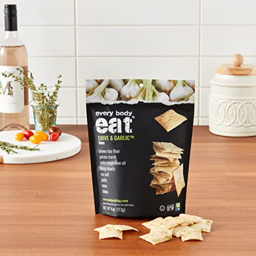 Every Body Eat Snack Thins, Chive and Garlic Flavor, Vegan, Gluten Free and Dairy Free (Pack of 6)