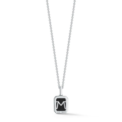Emerald Cut Onyx Necklace - 22" + 2" Chain, Black