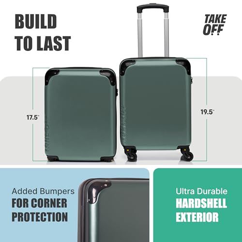 Take OFF Luggage - Personal Item Rolling Suitcase 2.0, TSA Approved, Small Carry On, Under the Seat, Hard Case with Removable Wheels, Light Weight Bag, Airplane Travel Essential Accessories, 18x14x8