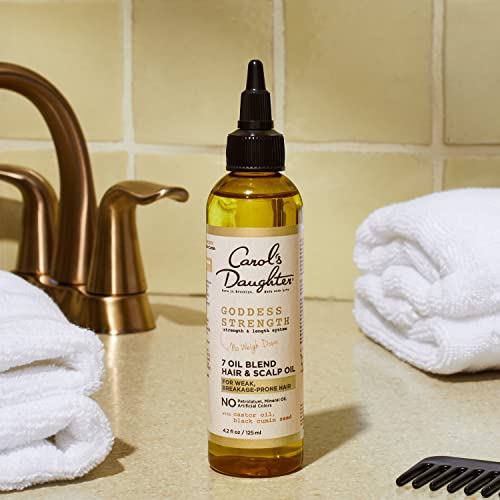 Carol’s Daughter Goddess Strength Hair Care Set- Hair & Scalp Oil and Leave In Conditioner with Castor Oil, Made For Curly, Wavy, Natural Hair, Moisturizing Treatment and Detangler Set