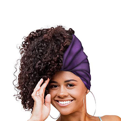 Glow By Daye Charmeuse Satin Prefolded Head Scarf, Double Layered Satin Bandana for Women, Large (Majestic Purple)