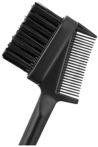 Dosso Beauty 3-in-1 Edge Styling Brush, Black Colour, Baby Soft Bristles, Pointed Metal End-Designed For Partin and Sculpting, Detangles Edges, Organic, Lightweight, Travel Friendly, 9 x 0.5 x 2 inch