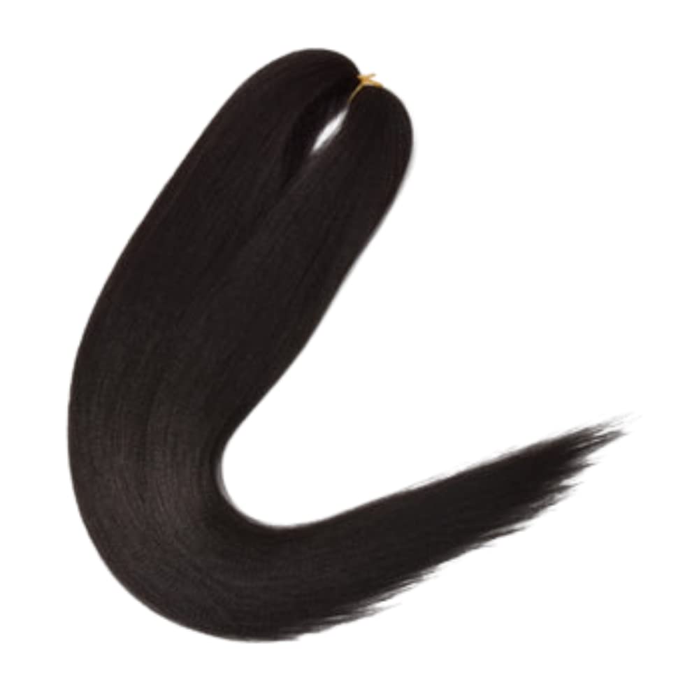 Dosso Beauty Single Pack Hypoallergenic Pre-Stretched Braiding Hair-Black, (16", 1B), Itch-Free, Fast Drying, Light-weight, Hot Water Set, Soft Texture