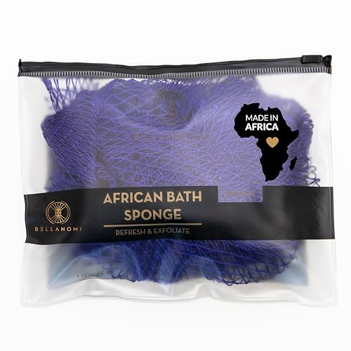 Bellanomi African Exfoliating Net Sponge Authentic Ethically Sourced from Nigeria 45 inch Long (Navy Blue)