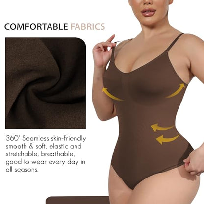 Soo slick Seamless Bodysuit for Women Tummy Control Shapewear, Sculpting Thong Dupes Shaping Tops Large