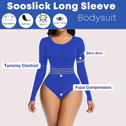 Soo slick Bodysuit for Women Fall Clothes for Women 2024 - Body Shaper Long Sleeve Crew Neck Thong Body Shaping Tops