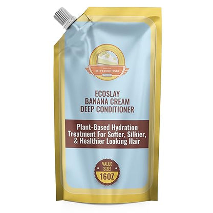 Ecoslay Banana Cream Deep Conditioner 8 oz - Nourishing Hair Mask for Dry, Damaged, Frizzy, and Curly Hair - Plant-Based Deep Conditioning Treatment for Natural and Color Treated Hair