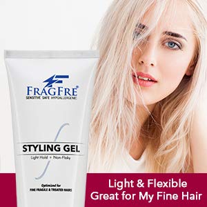 FRAGFRE Light Hold Hair Gel Fragrance Free 8 oz (2-Pack Gift Set) - Lightweight Styling Gel for Fine Fragile and Weakened Hairs - Paraben Free Hypoallergenic Sensitive - Vegan Gluten Free Cruelty Free