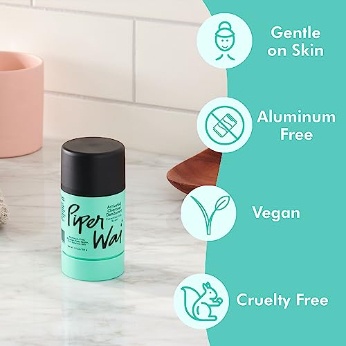PiperWai Natural Deodorant w/Activated Charcoal | Odor Protection, Vegan, Aluminum Free, Shark Tank Product for Women & Men | Great for Travel, & Gifts | 50g Scented Stick 2-Pack