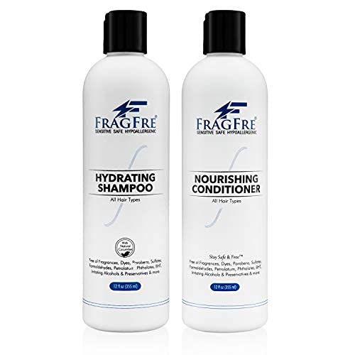 FRAGFRE Hydrating Shampoo and Nourishing Conditioner 12 oz/ea (2-Pack Gift Set) - Sulfate Free, Gluten Free, Parabens Free, Color Safe, Hypoallergenic, Fragrance Free