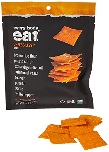 Every Body Eat Snack Thins, Cheese-less, Gluten & Dairy Free, Vegan, School Lunch Snacks, Single Serve (Pack of 20)