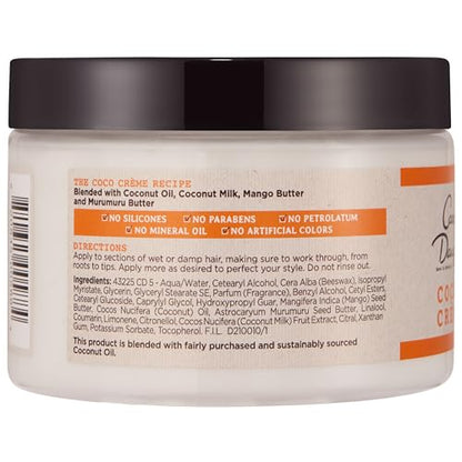 Carol's Daughter Coco Creme Coil Enhancing Moisture Butter, with Coconut Oil and Mango Butter, for Very Dry Curly Hair, Paraben and Silicone Free, 12 oz