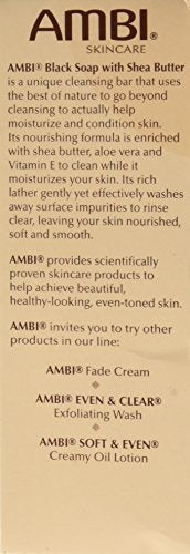 Ambi Skincare Black Soap with Shea Butter, 3.5 Oz (Pack of 2)