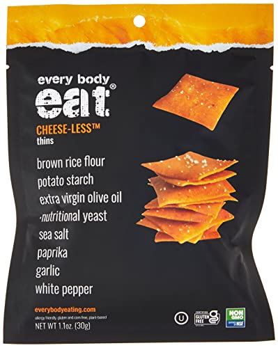 Every Body Eat Snack Thins, Cheese-less, Gluten & Dairy Free, Vegan, School Lunch Snacks, Single Serve (Pack of 20)