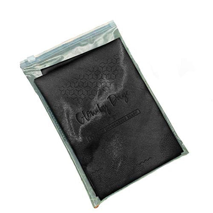 Glow By Daye Charmeuse Satin Prefolded Head Scarf, Double Layered Satin Bandana for Women, Large (Jet Black)