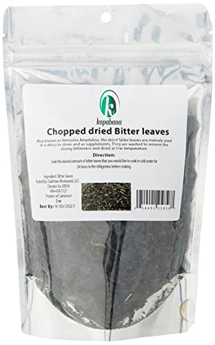 Kopabana Chopped Dried Bitter Leaves | Vernonia amygdalina | Non GMO | 2oz