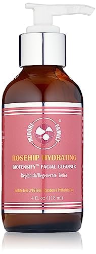 Midori Family Rosehip Hydrating Biotensify Facial Cleanser- Gentle Cream Cleanser with Pore Minimizing, Hydrates dry skin and Promotes Soft, Glowing Skin- 4oz