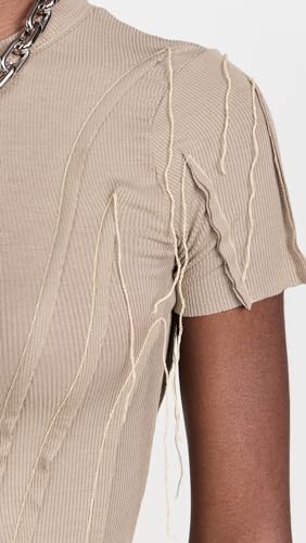 Sami Miro Vintage Women's Asymmetric Short Sleeve Tee, Taupe, Tan, XL