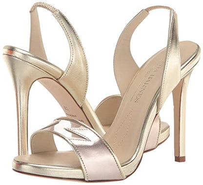 Tiannia Barnes Women's Giselle Slingback Heeled Sandal, Gold, 8