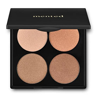 Mented Cosmetics | Nude and Dark Eyeshadows, Everynight Eye Shadow Palette + Sunkissed Highlighter Palette + Eyebrow Pencil (Deep Brown) + Long Live the Lash Mascara