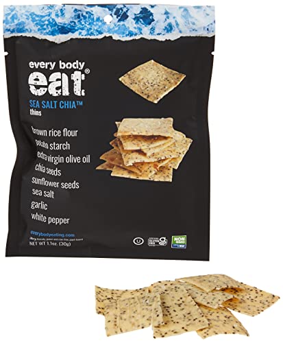 Every Body Eat Snack Thins, Sea Salt Chia, Gluten & Dairy Free, Vegan, School Lunch Snacks, Single Serve (Pack of 20)