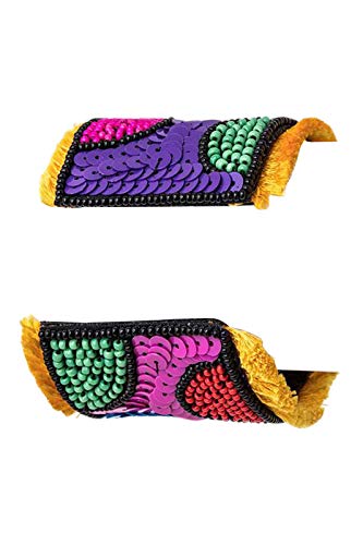 2Chique Boutique Women's Mix Pattern Sequins Adjustable Cuff Bracelet