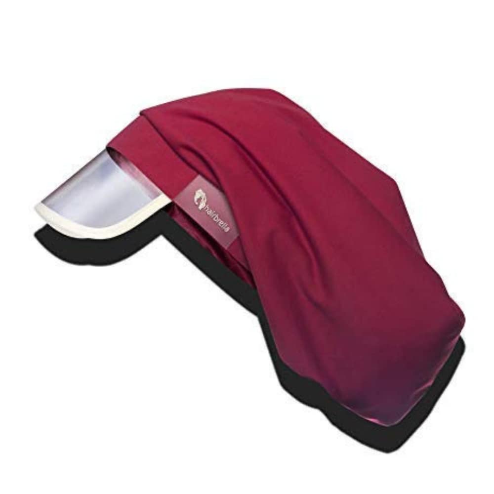 Hairbrella XL Women’s Rain Hat, Waterproof, Sun Protection, Satin-Lined, Packable, for Voluminous and Long Hair (Cranberry)