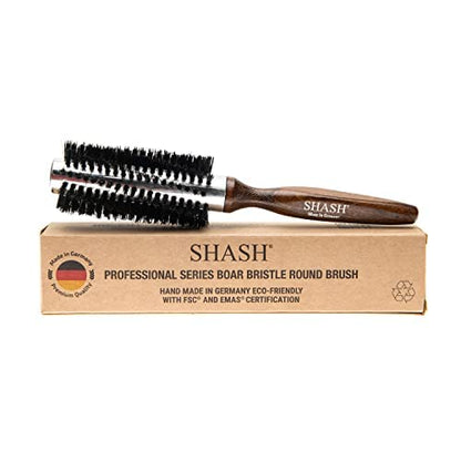 Since 1869 Hand Made In Germany Professional Series Boar Bristle Round Brush - Add Volume, Help Fight Frizz - Super-Grip Handle for Easy Styling - Eco-Sour (Medium)