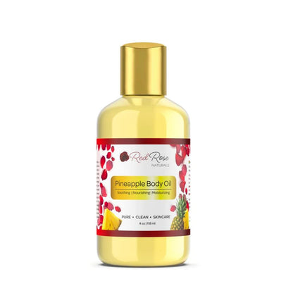 Red Rose Naturals Pineapple Body Oil, 100% Natural, Hydrating & Deep Moisturizing, Bath and Body Oil For Women, Tropical Long Lasting Fragrance, Vegan - 4 oz.