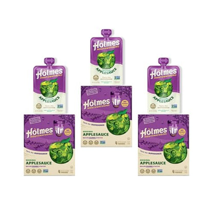 Applesauce Squeeze Pouch, Organic Applesauce Pouches with Real Chunks of Fruit, No Artificial Flavors Fruit Snack, (Original Apple, 12 Pack of 3.2 oz)