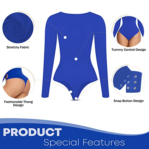 Soo slick Bodysuit for Women Fall Clothes for Women 2024 - Body Shaper Long Sleeve Crew Neck Thong Body Shaping Tops