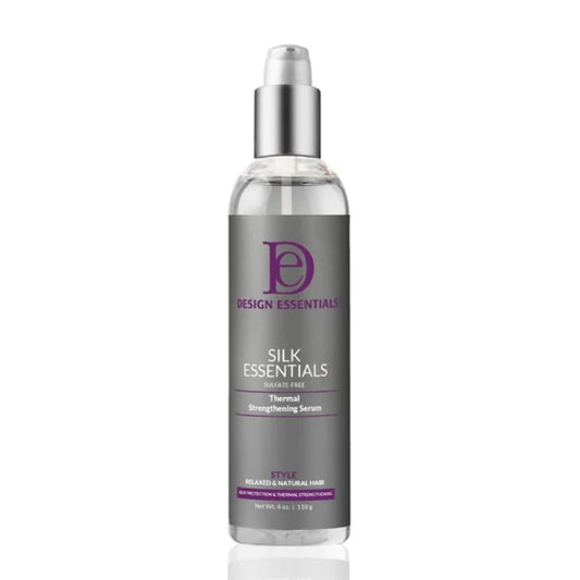 Design Essentials Silk Essentials Thermal Strengthening Serum, for Salon Perfect Weightless Thermal Styles, 4 FL Oz., Clear