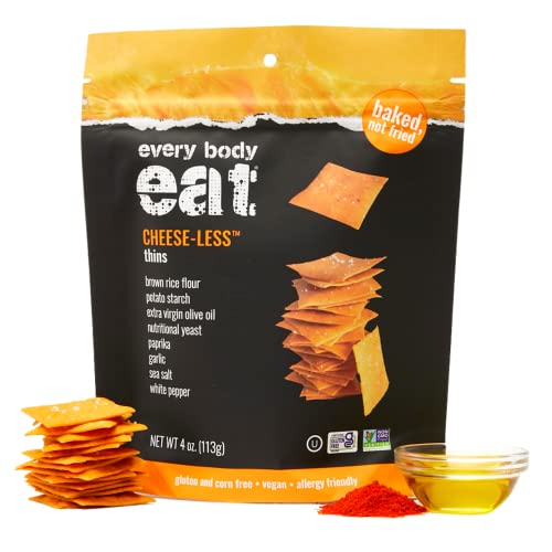 Every Body Eat Snack Thins, Cheese-less Flavor, Vegan, Gluten Free and Dairy Free (Pack of 6)