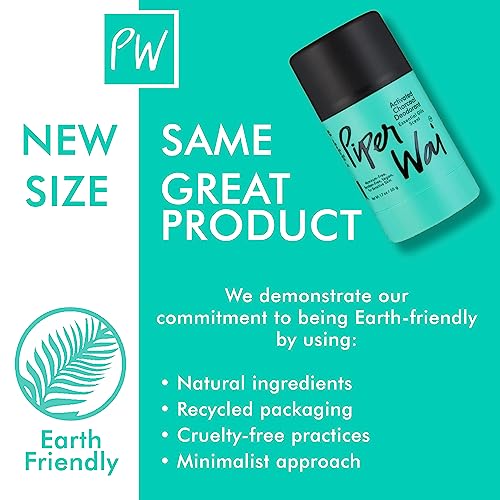 PiperWai Natural Deodorant w/Activated Charcoal | Odor Protection, Vegan, Aluminum Free, Shark Tank Product for Women & Men | Great for Travel, & Gifts | 50g Scented Stick 2-Pack
