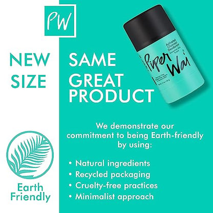 PiperWai Natural Deodorant w/Activated Charcoal | Odor Protection, Vegan, Aluminum Free, Shark Tank Product for Women & Men | Great for Travel, & Gifts | 50g Scented Stick 2-Pack
