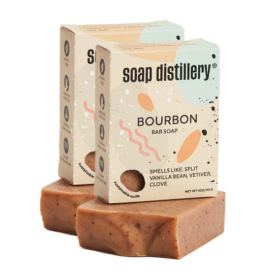 Soap Distillery Bourbon Bar Soap Two Pack - Sweet and Spicy, Scotch Lovers - Bourbon from Kentucky, Gift for Men, Gift for Women