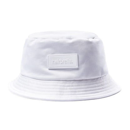 Hairbrella Women’s Bucket Hat, Waterproof, Sun Protection, Satin-Lined, Packable (White)