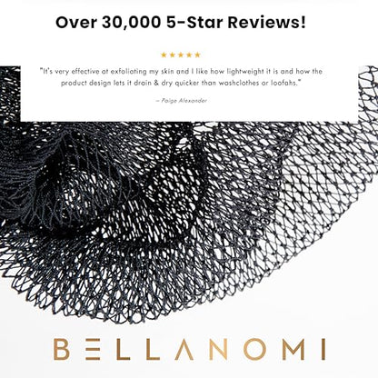 BELLANOMI African Exfoliating Net Sponge, Authentic, Ethically sourced from Nigeria, 45 inches Long, Back Scrubber for Daily use (Black)
