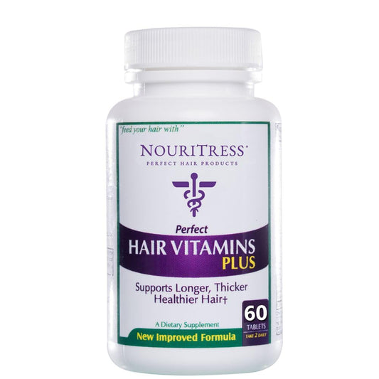 NouriTress Perfect Hair Vitamins Plus - 60 tabs | Hair Growth Supplements | DHT Blocker Proprietary Formula | Professional Salon Strength | 1 Month Supply | Dermatologist Recommended
