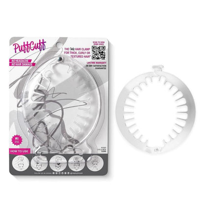 PuffCuff | Original 5” Hair Clamp | For All Natural, Curly, Kinky, Textured, Locs, and Braided Hair | Painless, Damage-Free Styling Tool Made Specifically for Big Hair | Clear | 1 Piece