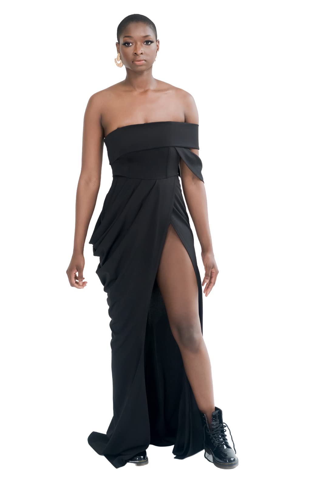 Pantora Women's Lisa Draped Gown, Black, Medium