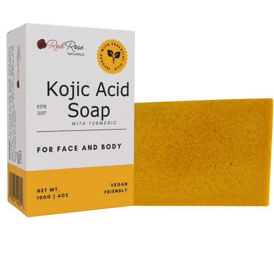 Red Rose Naturals Kojic Acid Soap with Turmeric, 4 oz Bar